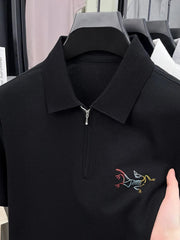 Men's Quarter Zip Short Sleeve Polo Black / 105