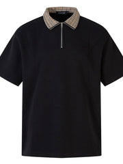Men's Quarter Zip Short Sleeve Polo Black / M