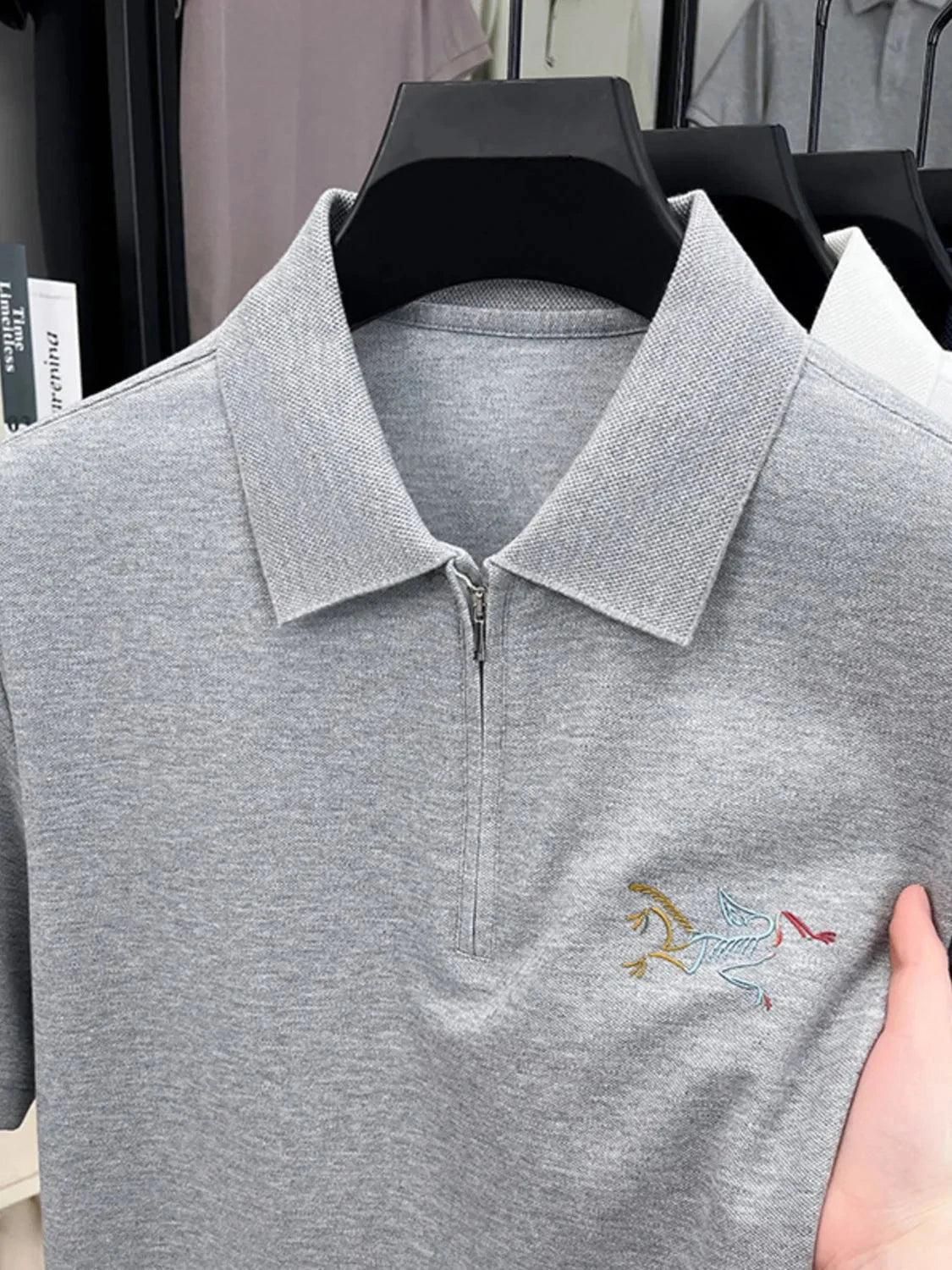 Men's Quarter Zip Short Sleeve Polo Blue / 105