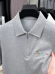 Men's Quarter Zip Short Sleeve Polo Blue / 105
