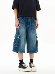 Men's Relaxed Fit Cargo Denim Shorts