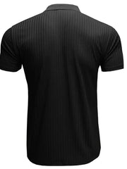 Men's Ribbed Knit Slim Fit Polo Shirt