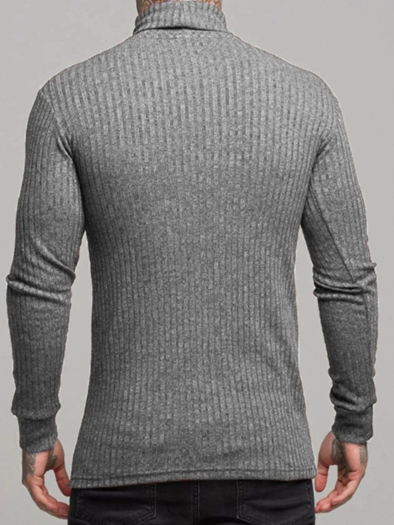 Men's Ribbed Turtleneck Long Sleeve Sweater