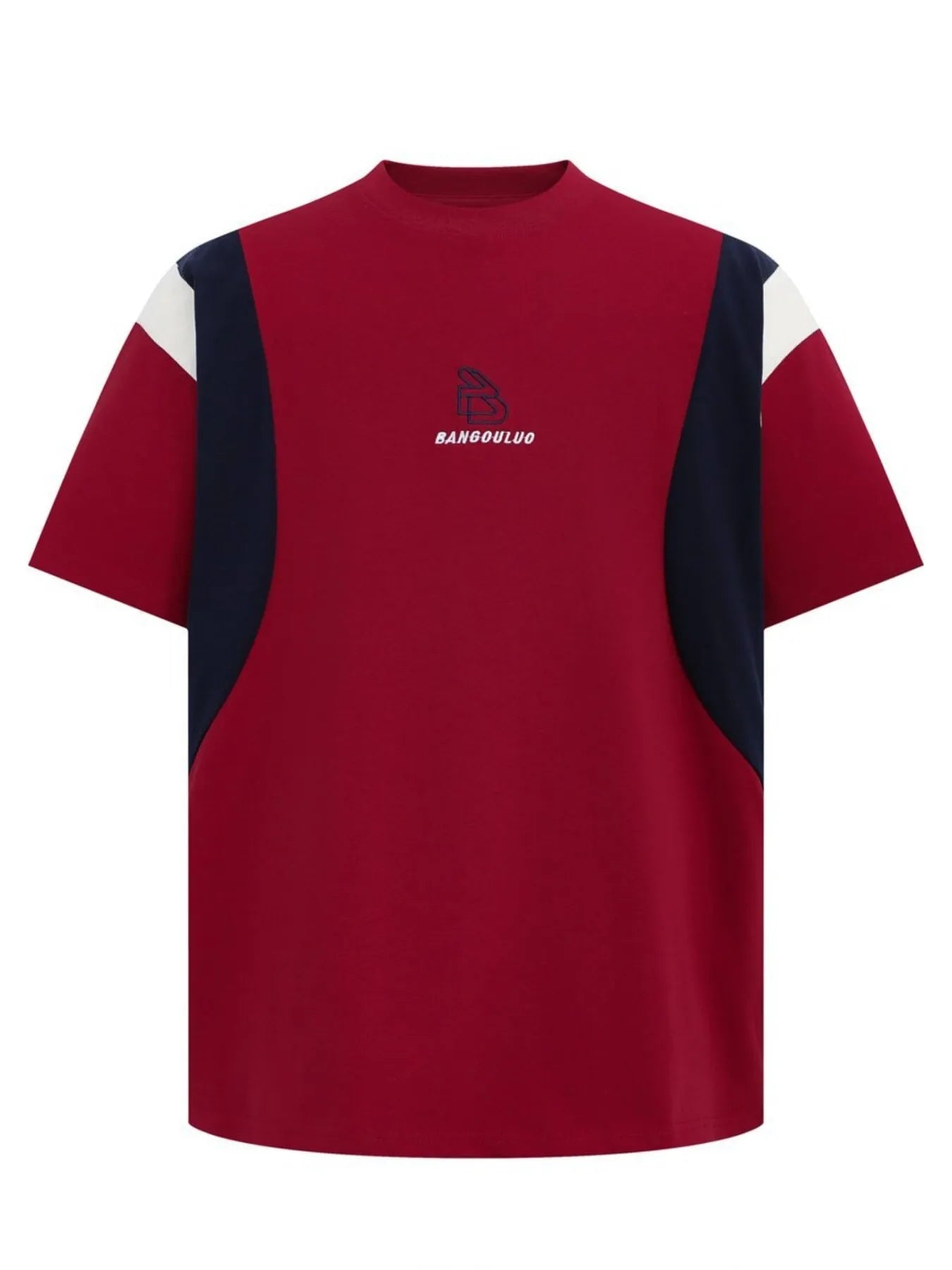 Men's Round Neck Color Block T-Shirt Red / S
