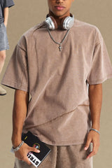 Men's Round Neck Half Sleeve T-Shirt Mocha / S