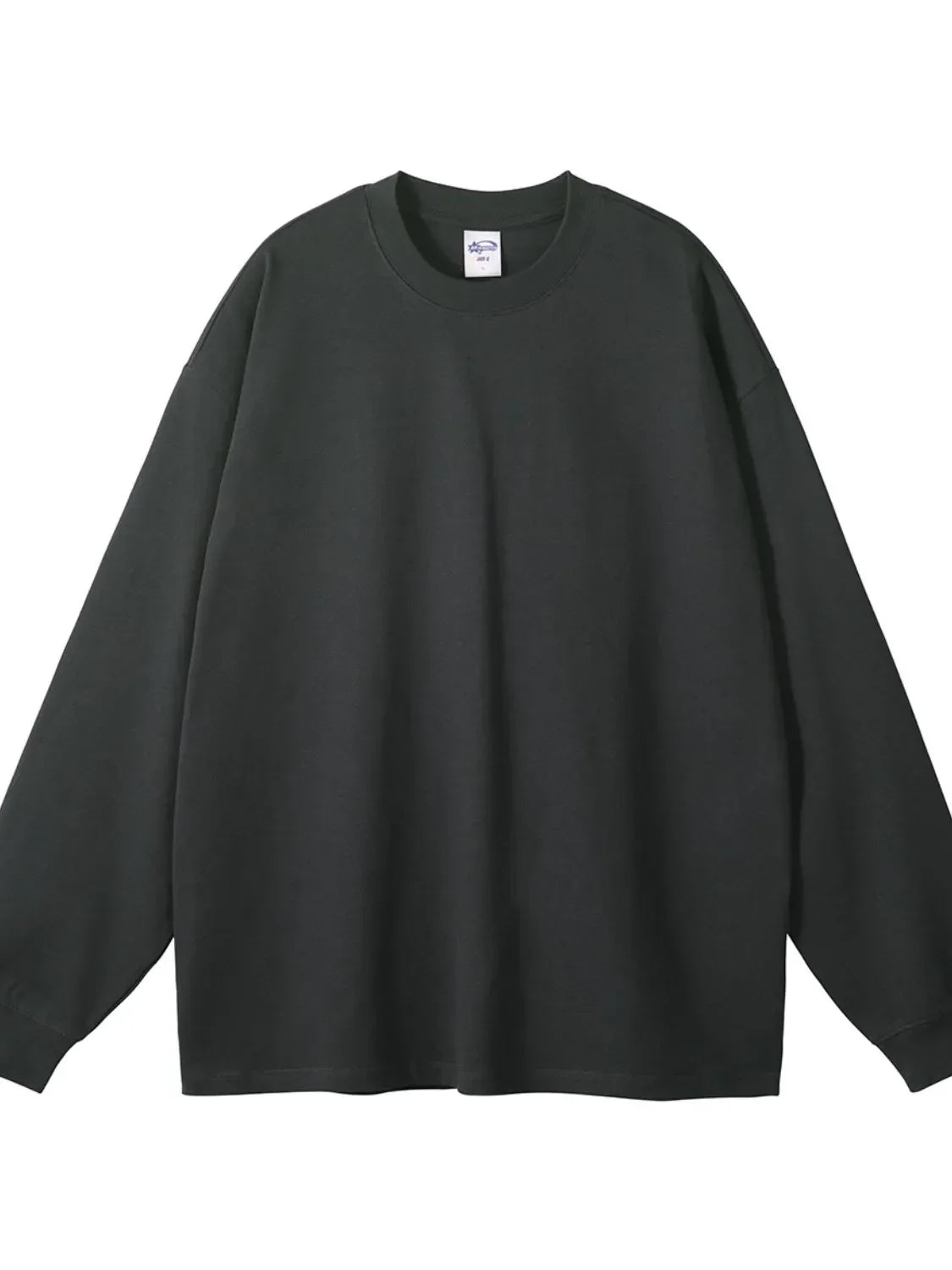Men's Round Neck Long Sleeve T-Shirt Dark Gray / S