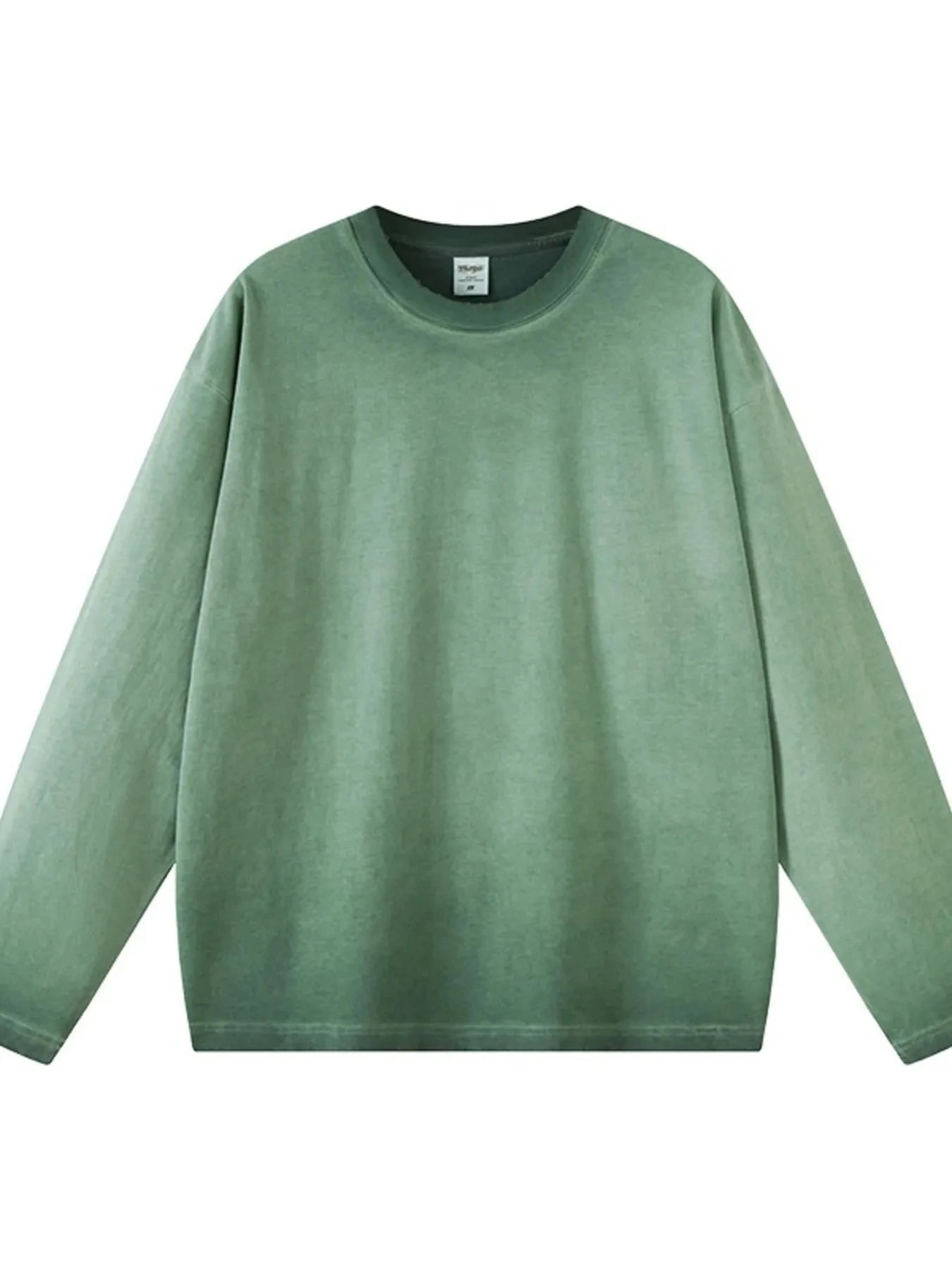 Men's Round Neck Long Sleeve T-Shirt Scrutiny Green / S