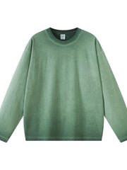 Men's Round Neck Long Sleeve T-Shirt Scrutiny Green / S