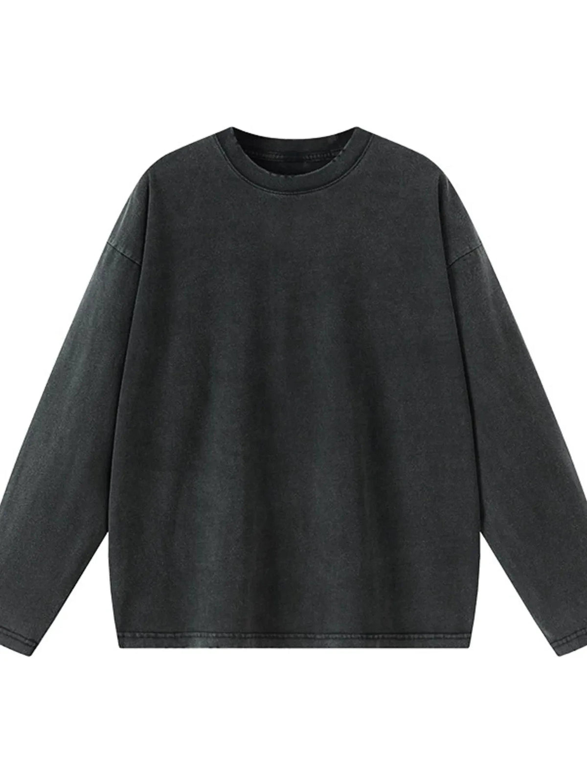 Men's Round Neck Long Sleeve T-Shirt Wasteland Black / S