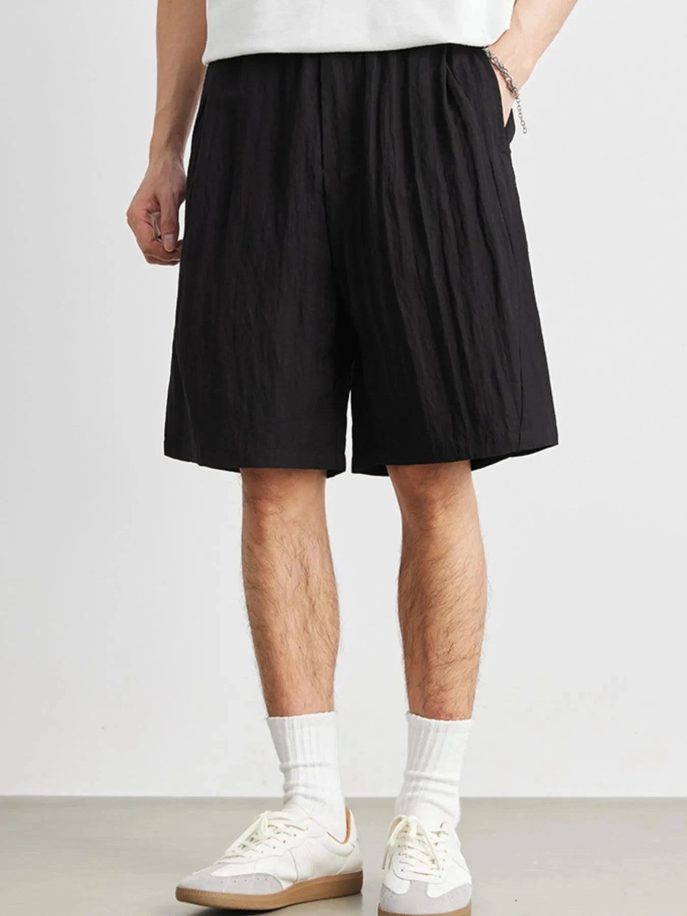 Men's Ruched Shorts with Pockets