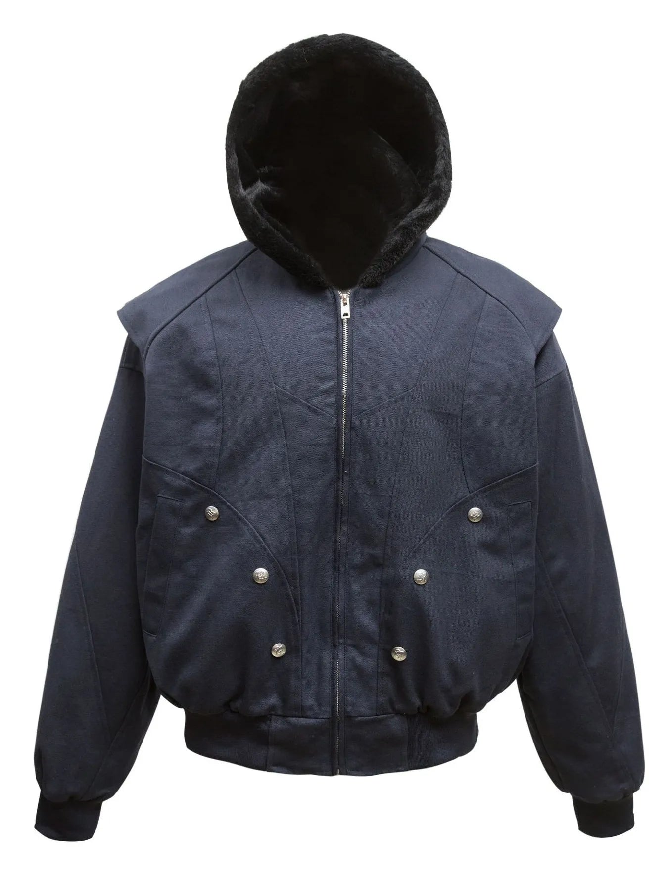 Men's Sherpa Lined Hooded Bomber Jacket Navy Blue / M