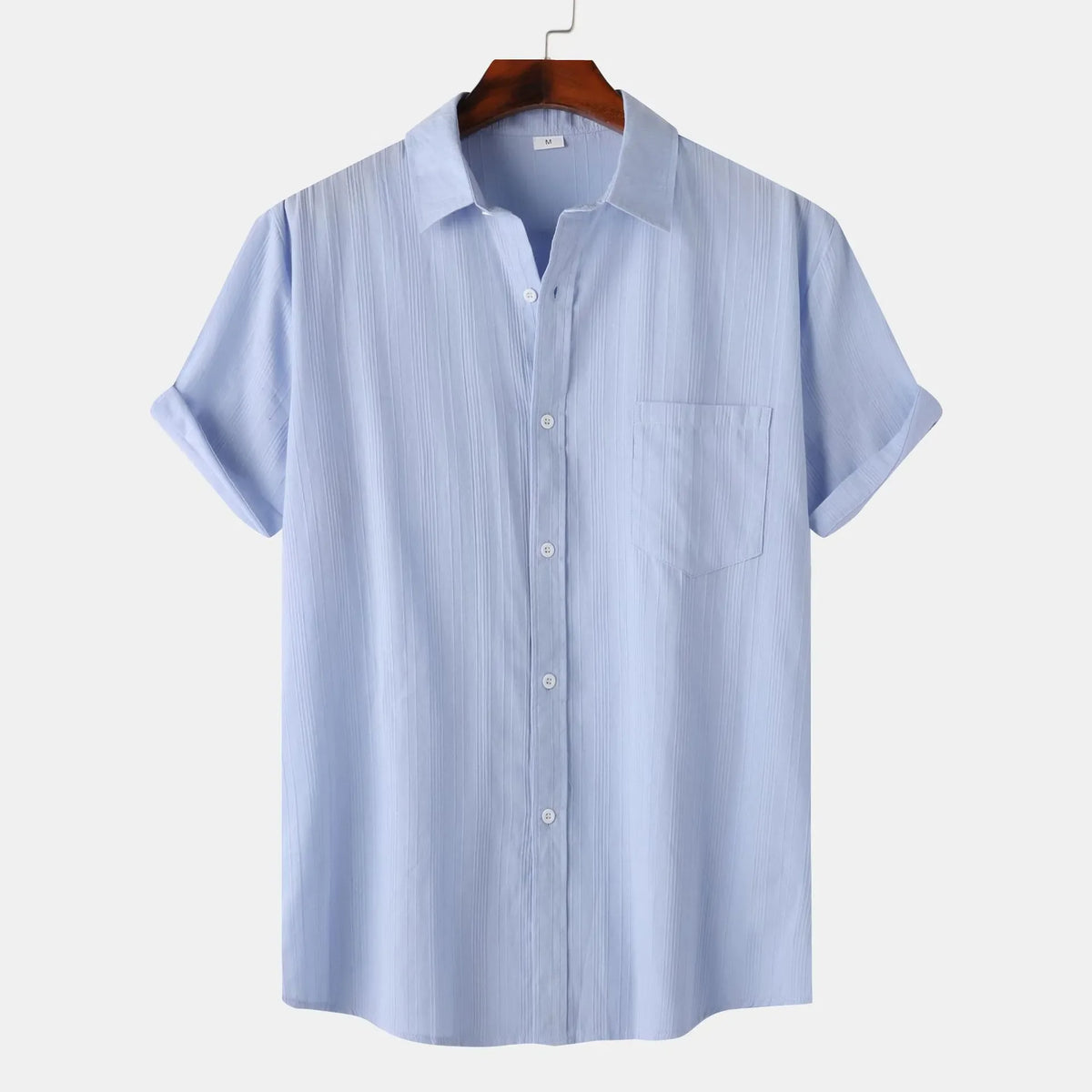 Men's Short Sleeve Button Down Shirt with Chest Pocket Light Blue / S
