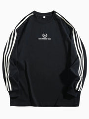 Men's Side Striped Long Sleeve Sweatshirt Black / M