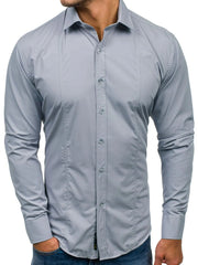 Men's Slim Fit Button-Down Shirt Gray / S