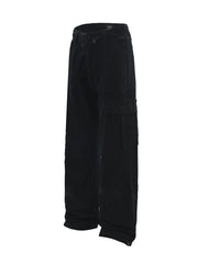 Men's Straight Cargo Jeans with Drawstring Hem