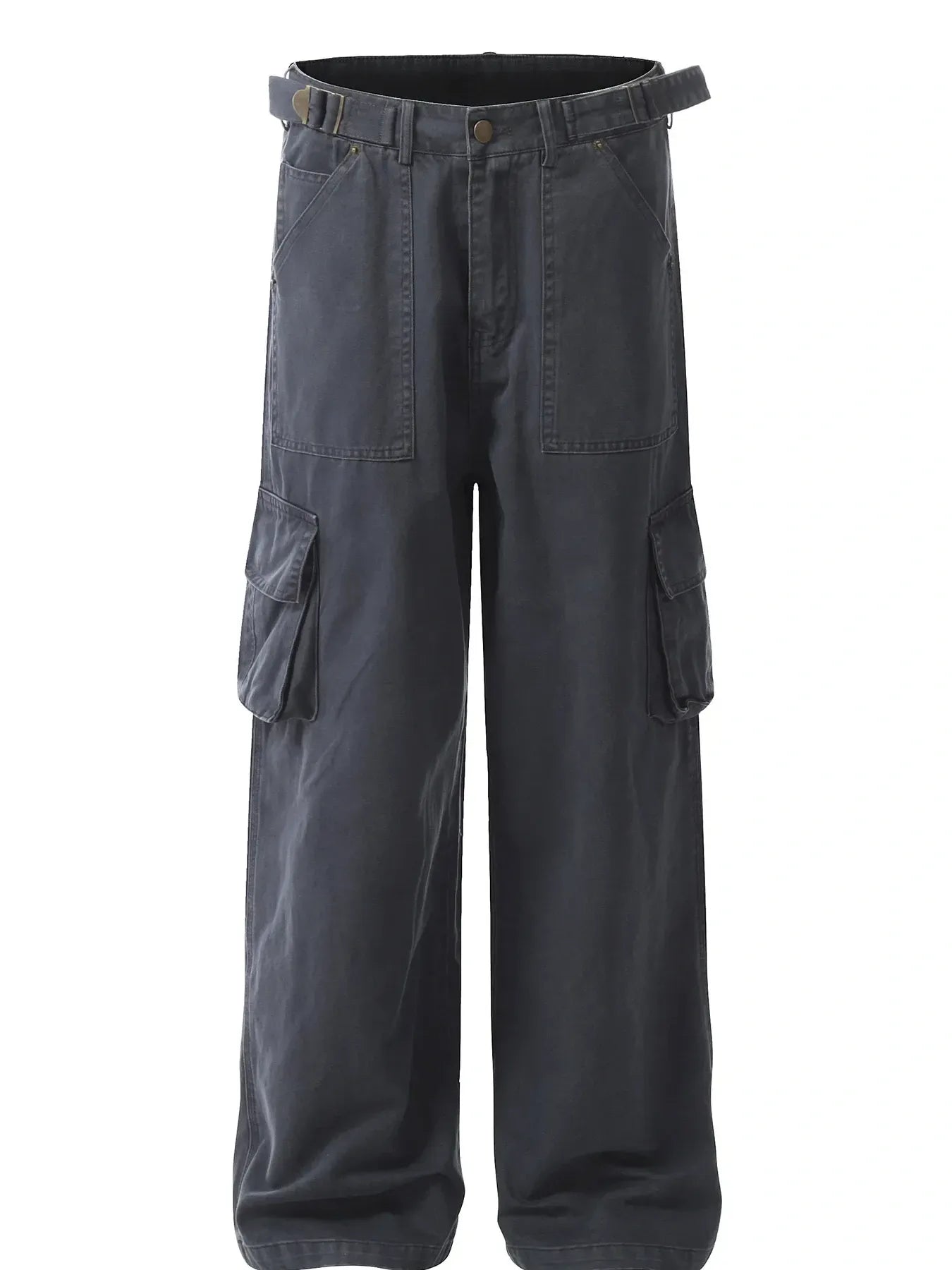 Men's Straight Cargo Pants with Multiple Pockets Blue / S