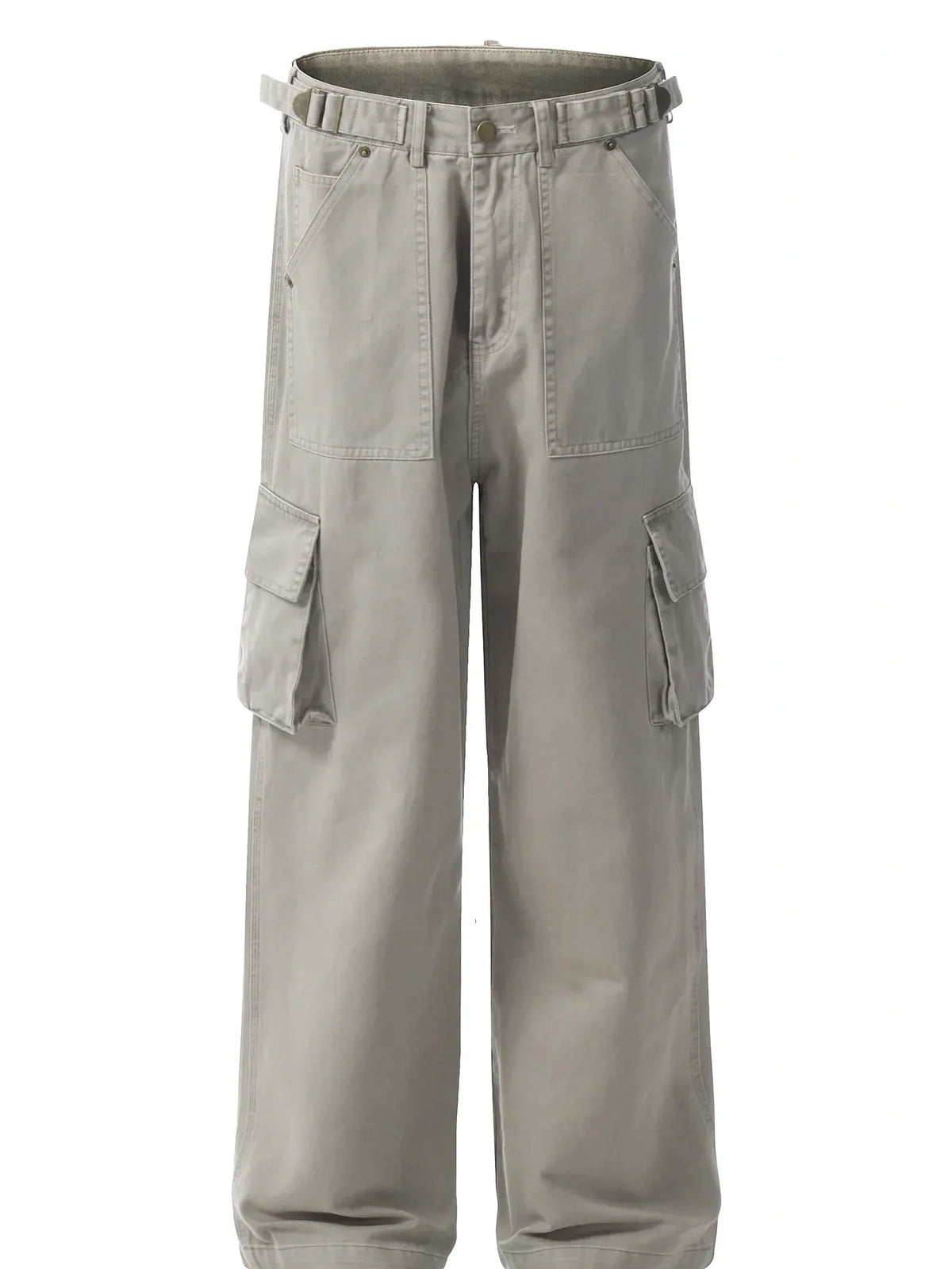 Men's Straight Cargo Pants with Multiple Pockets Grey / S