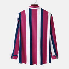 Men's Striped Button Up Long Sleeve Shirt