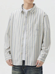 Men's Striped Button Up Long Sleeve Shirt