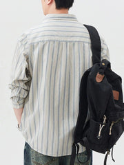 Men's Striped Button Up Long Sleeve Shirt