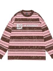 Men's Striped Long Sleeve Sweatshirt Pink Stripe / S