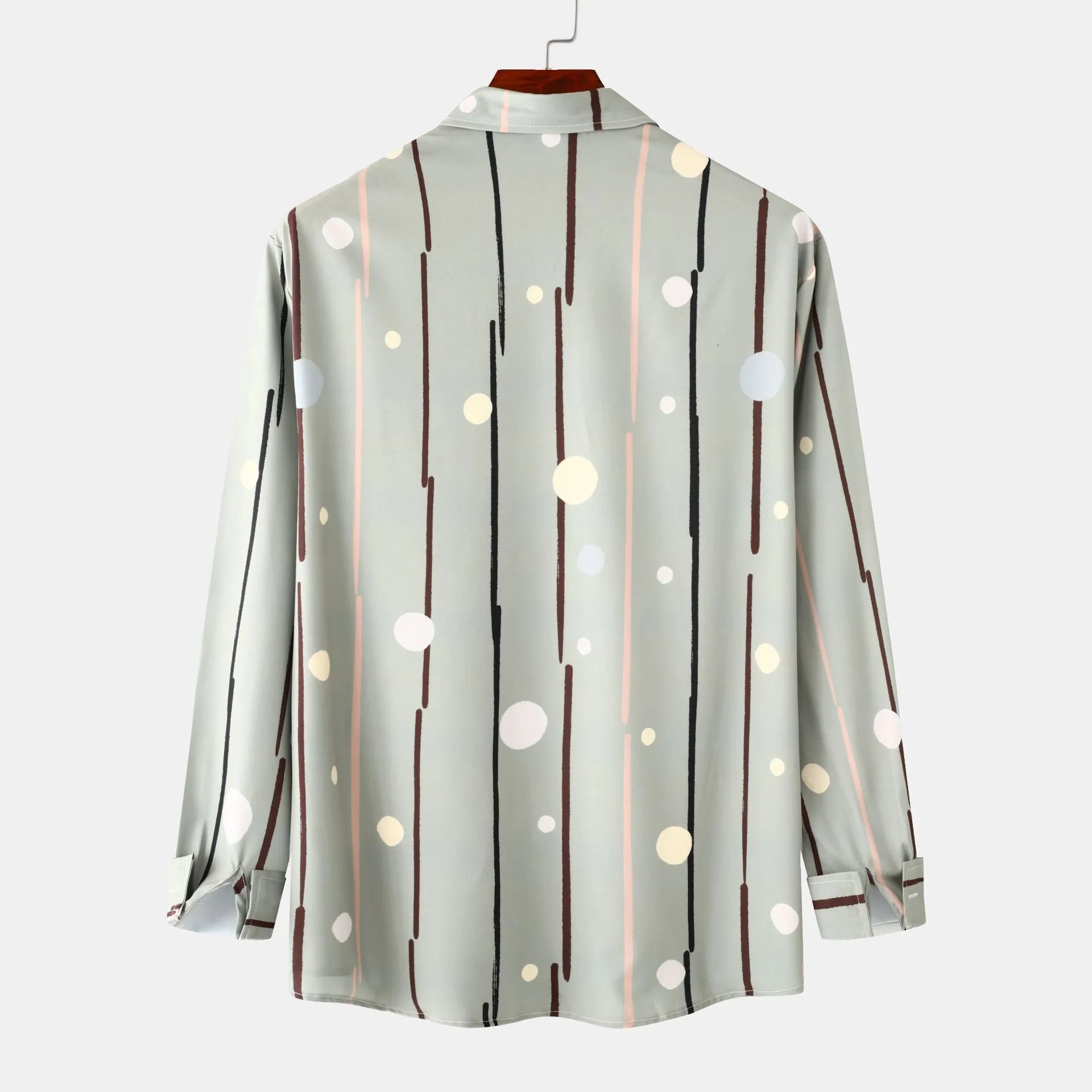 Men's Striped Polka Dot Button-Down Shirt