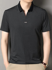 Men's Striped Short Sleeve Polo Black / 165