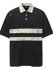 Men's Striped Short Sleeve Polo Black / M
