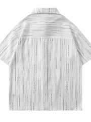 Men's Striped Short Sleeve Shirt with Tie