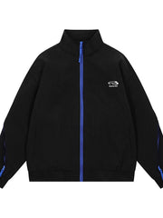 Men's Striped Zip Up Long Sleeve Jacket Black / M
