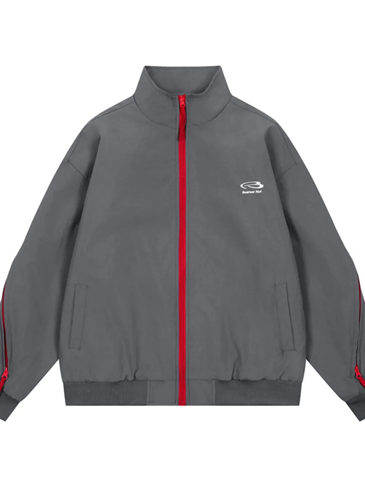 Men's Striped Zip Up Long Sleeve Jacket Gray / M