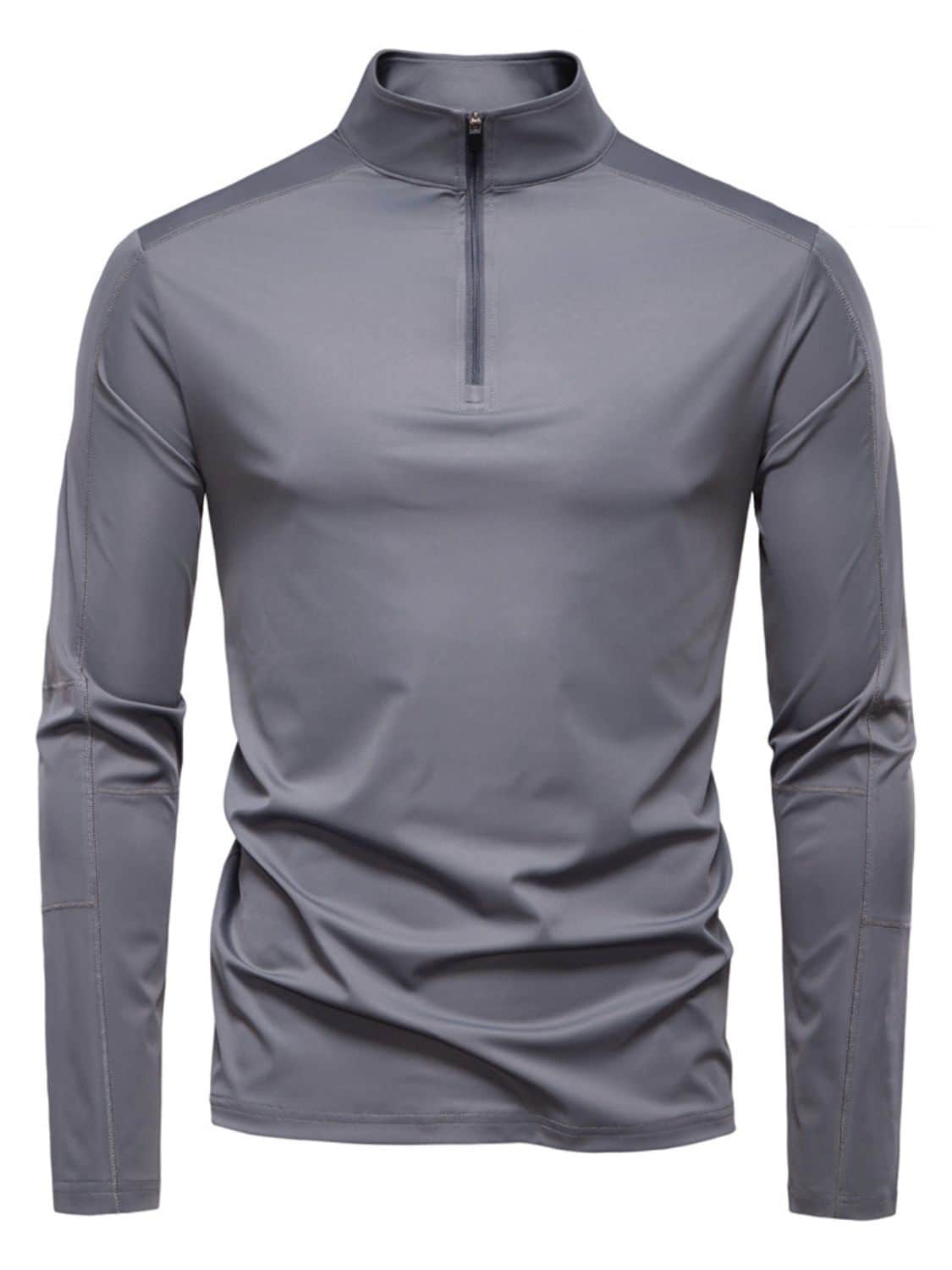 Men's Sun Protection Long Sleeve Half-Zip T-Shirt Dark Gray / 2XL