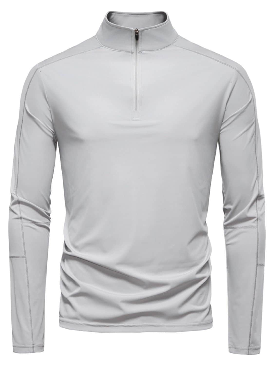 Men's Sun Protection Long Sleeve Half-Zip T-Shirt Gray / 2XL