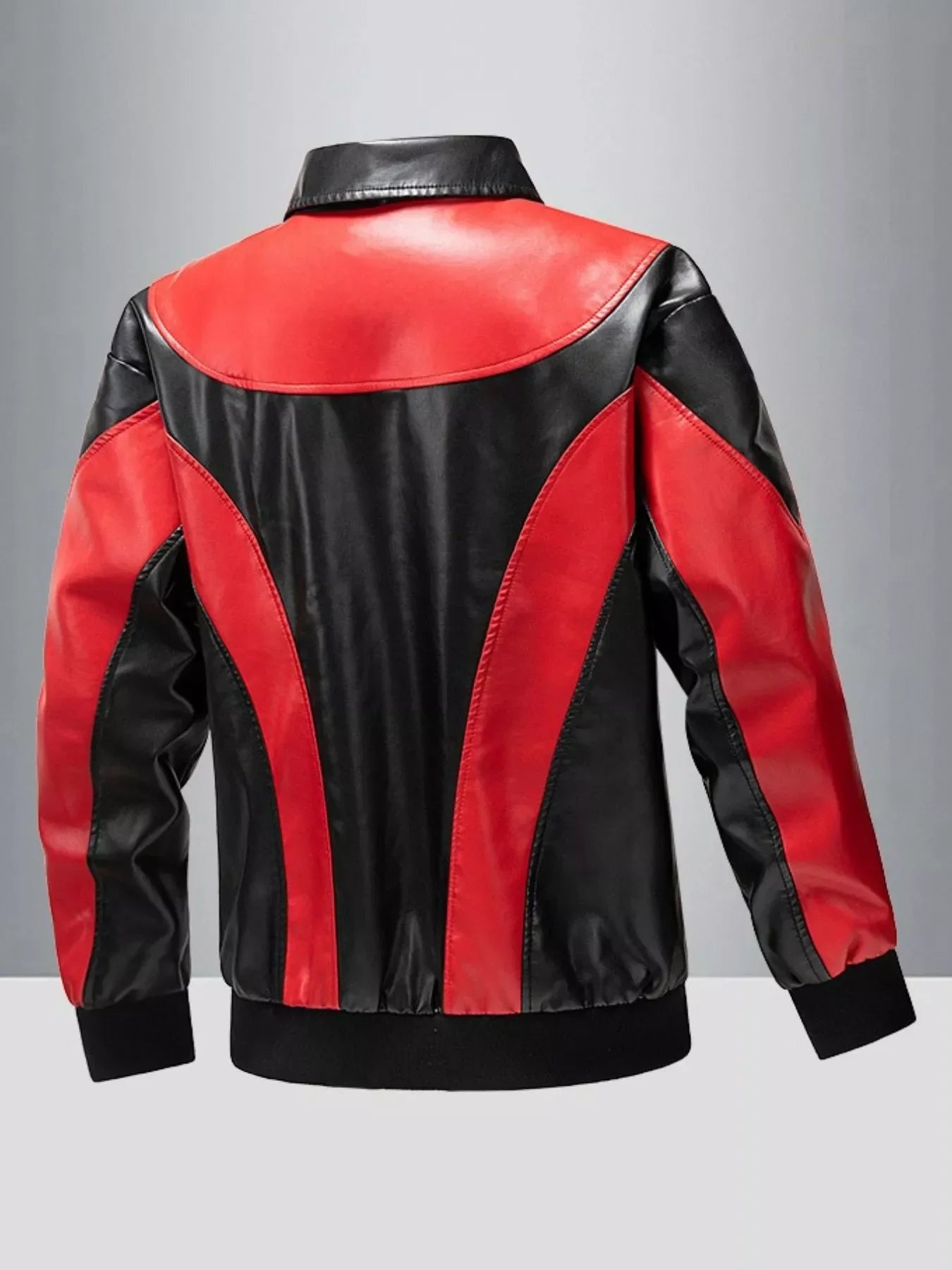 Men's Two-Tone Zip Up Leather Jacket