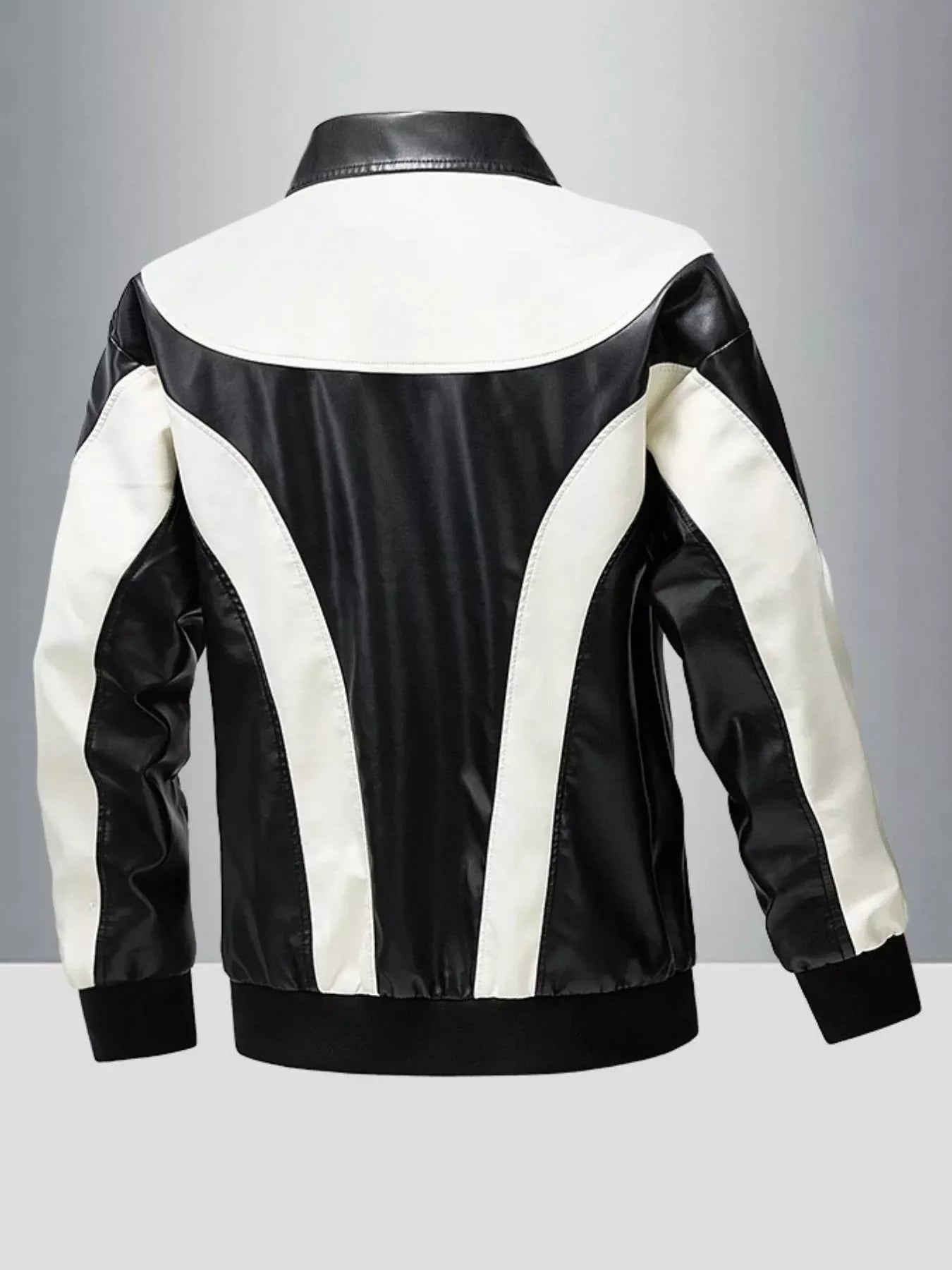 Men's Two-Tone Zip Up Leather Jacket