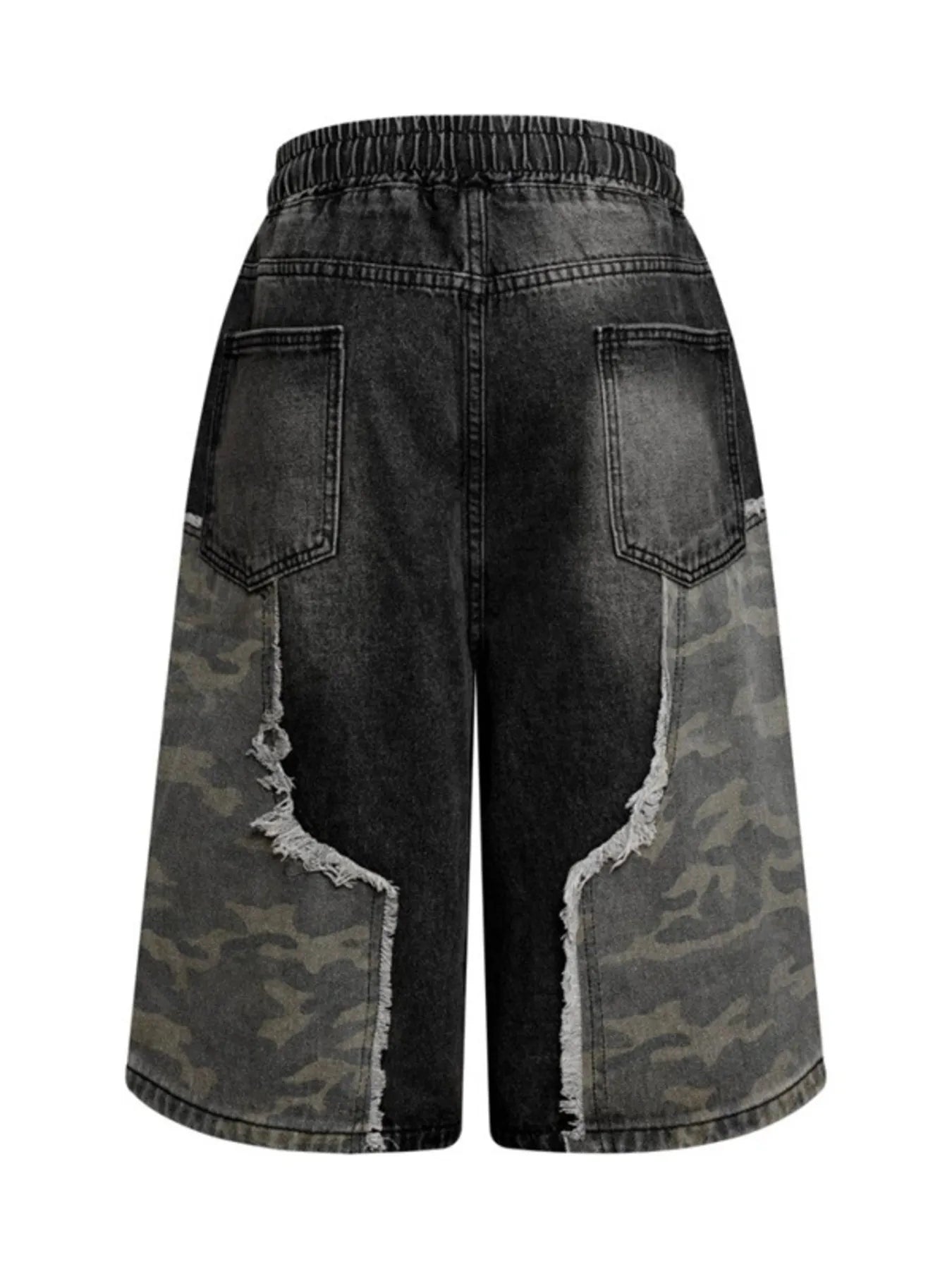 Men's Vintage Patchwork Camo Denim Shorts