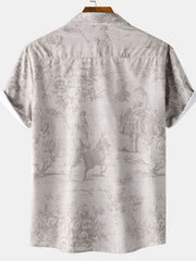 Men's Vintage Print Short Sleeve Casual Shirt