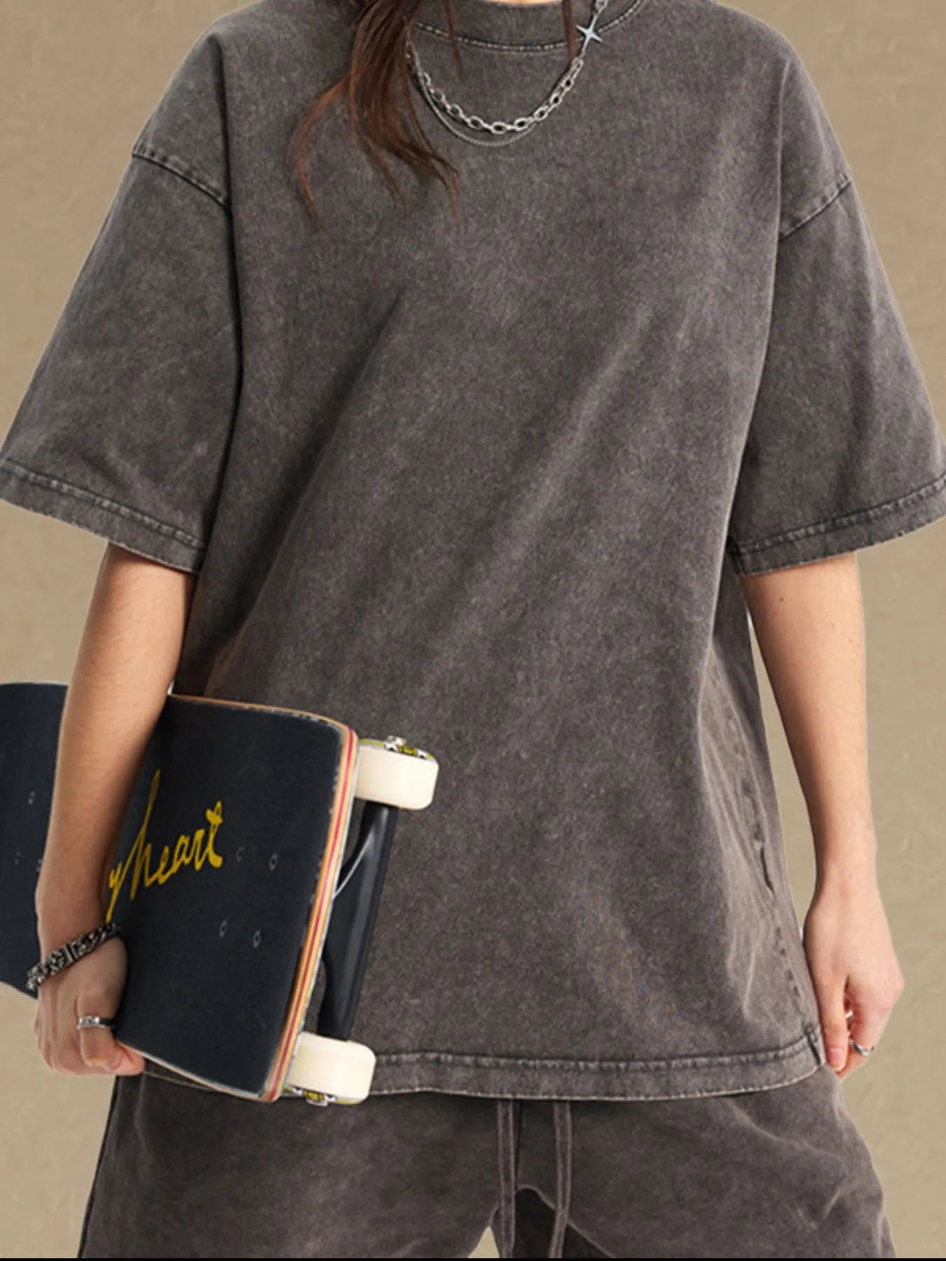Men's Vintage Washed Oversized T-Shirt Dark Gray / S