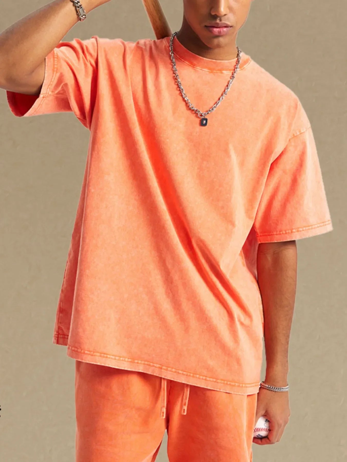 Men's Vintage Washed Oversized T-Shirt Tangerine / S