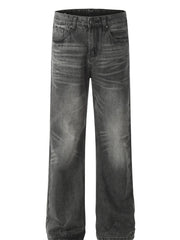 Men's Vintage Washed Straight Leg Jeans Black / S