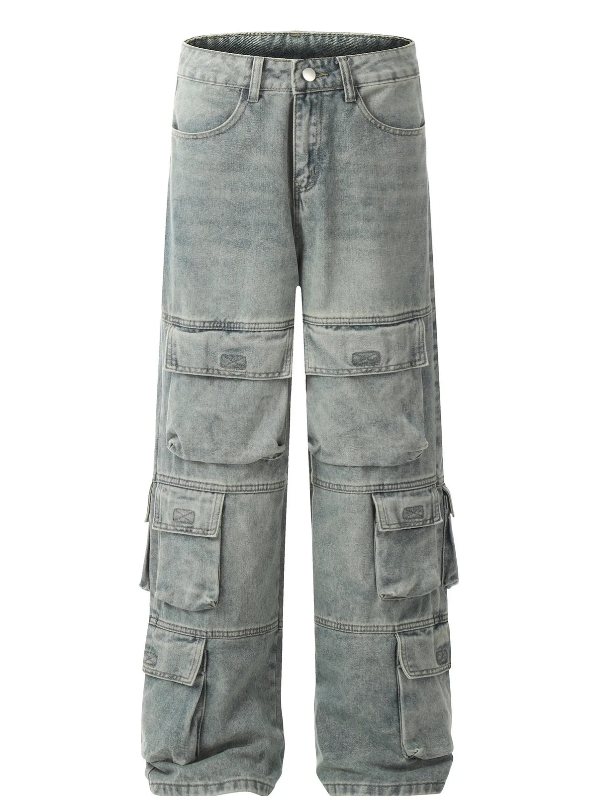 Men's Wash Wide Leg Cargo Jeans Blue / S