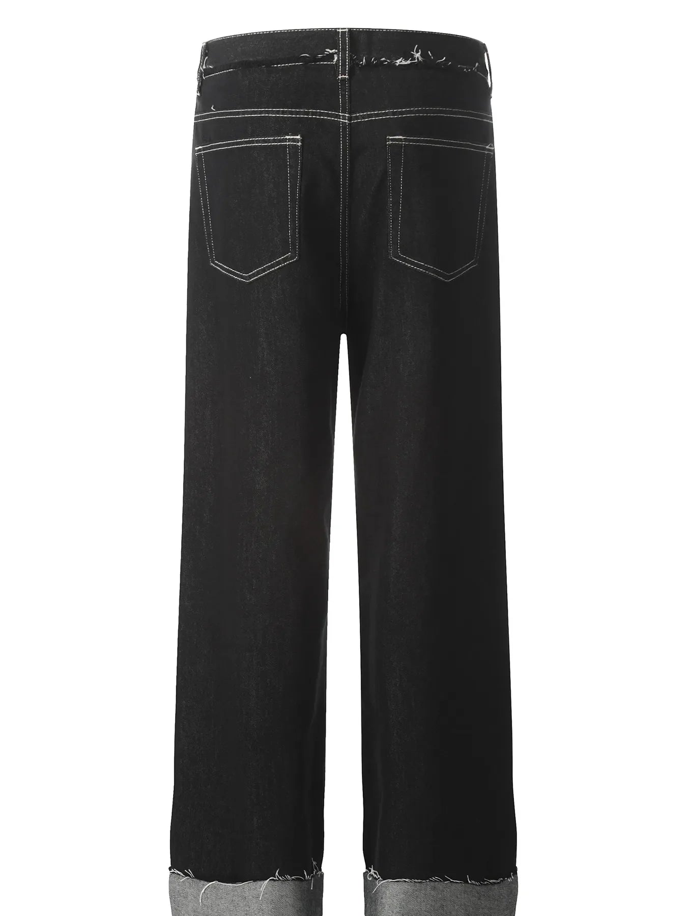 Men's Washed Frayed Hem Cuff Jeans