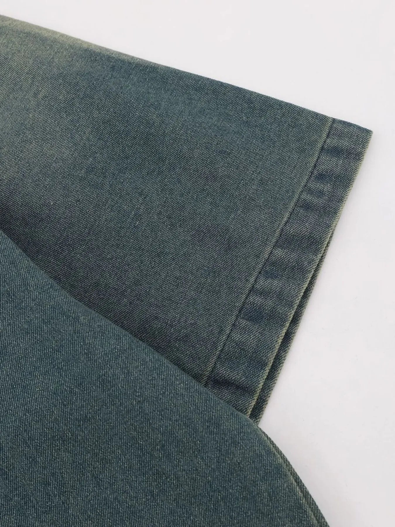 Men's Washed Letter Denim Top with Contrast Neckline