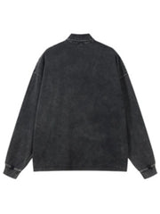 Men's Washed Long Sleeve Polo Shirt