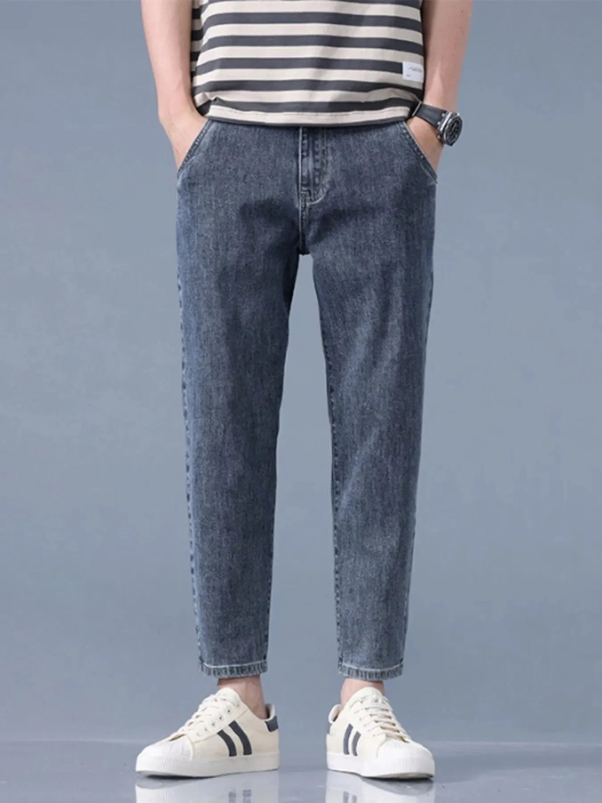 Men's Washed Relaxed Fit Jeans Blue Gray / 28