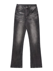 Men's Washed Straight-Leg Jeans Black / S
