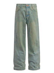 Men's Washed Wide Leg Baggy Jeans Blue / S