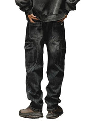 Men's Washed Wide Leg Cargo Jeans