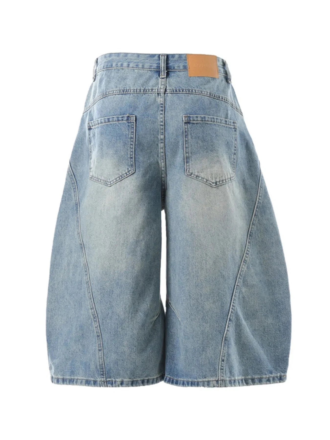 Men's Washed Wide Leg Denim Shorts