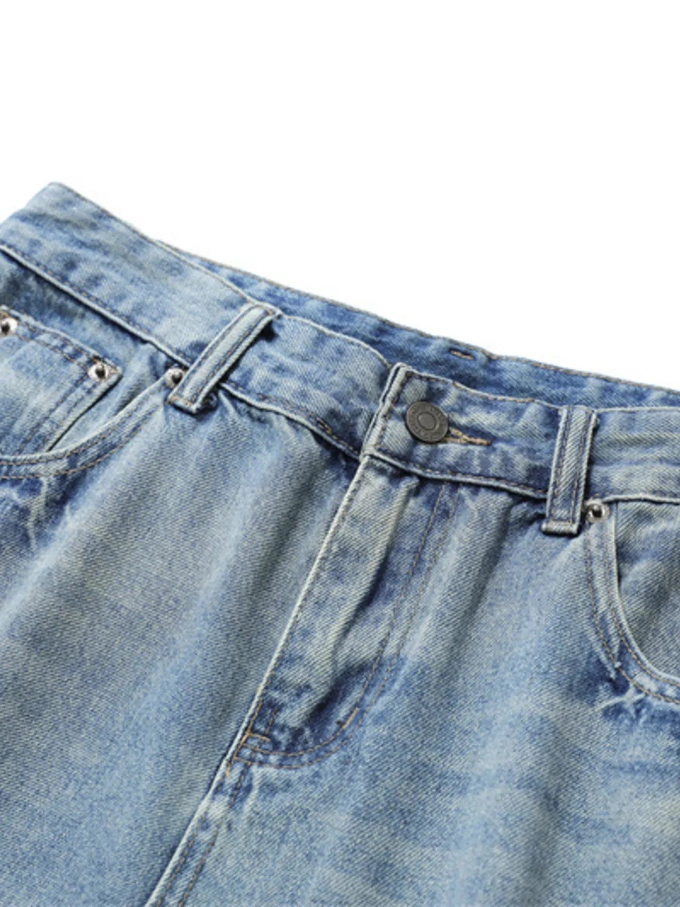 Men's Washed Wide Leg Denim Shorts